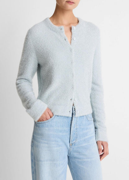 VINCE Women Metallic Eyelash Cardigan in Cardigans