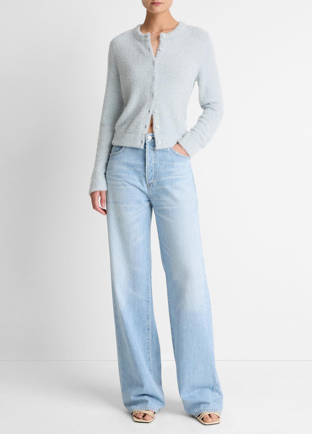 VINCE Women Metallic Eyelash Cardigan in Cardigans