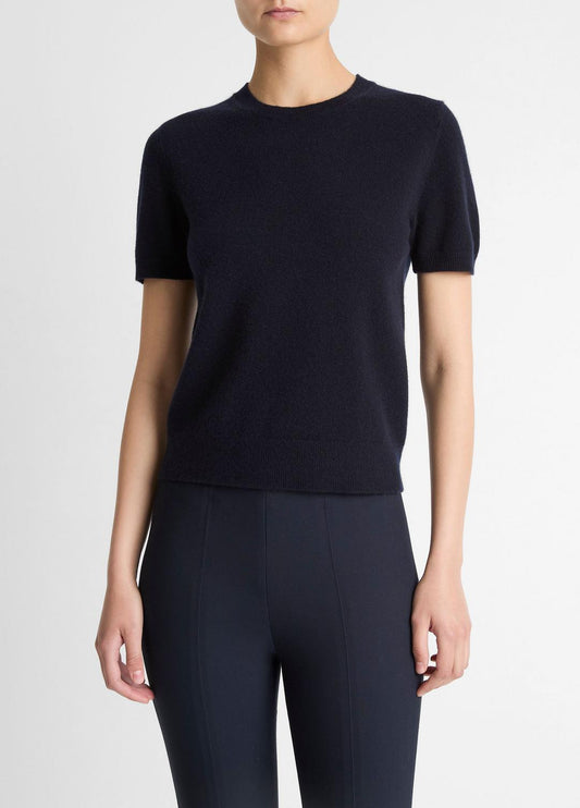 VINCE Women Wool & Cashmere-Blend Short-Sleeve Sweater in Crew Neck
