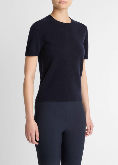 VINCE Women Wool & Cashmere-Blend Short-Sleeve Sweater in Crew Neck