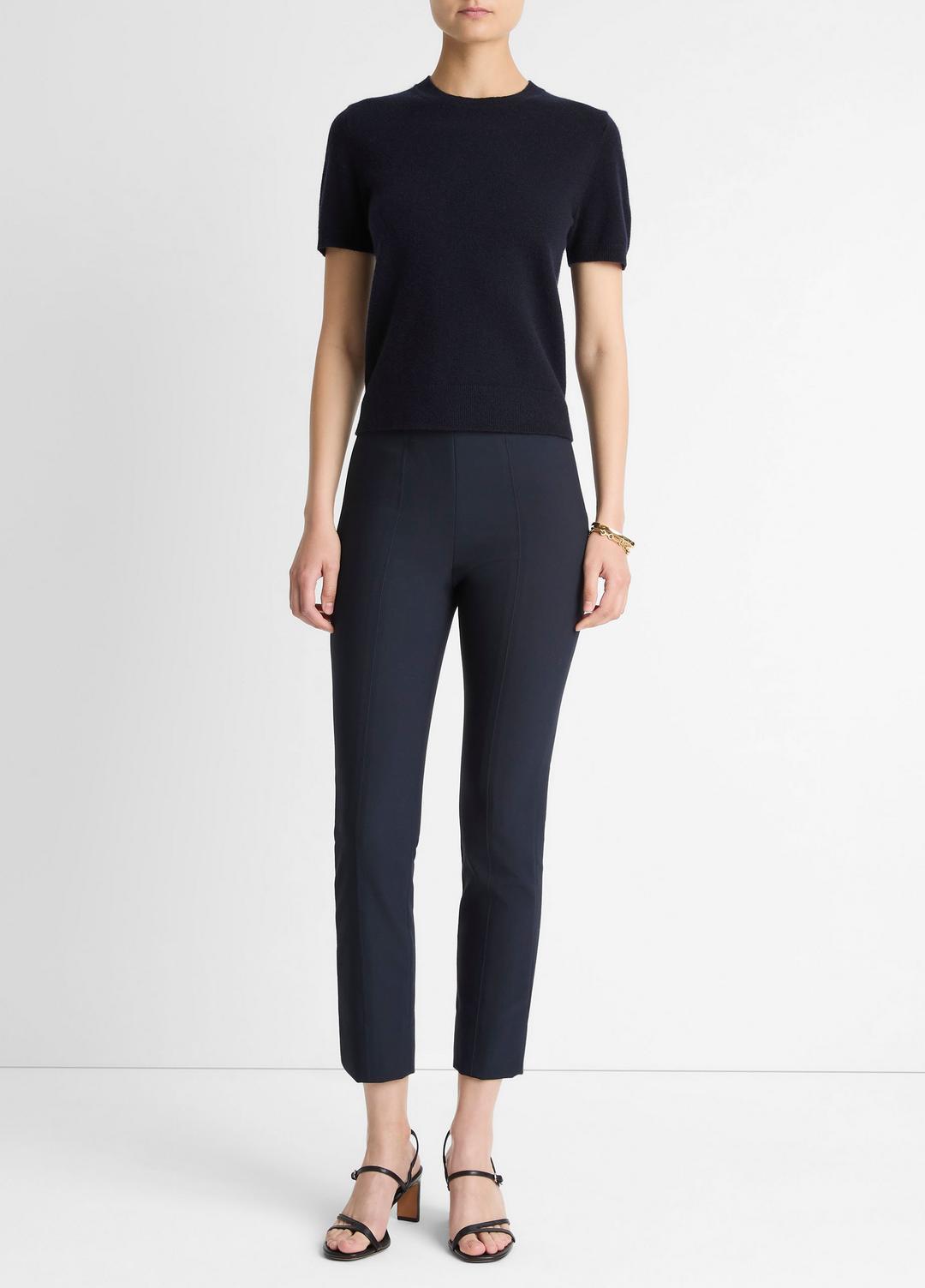 VINCE Women Wool & Cashmere-Blend Short-Sleeve Sweater in Crew Neck
