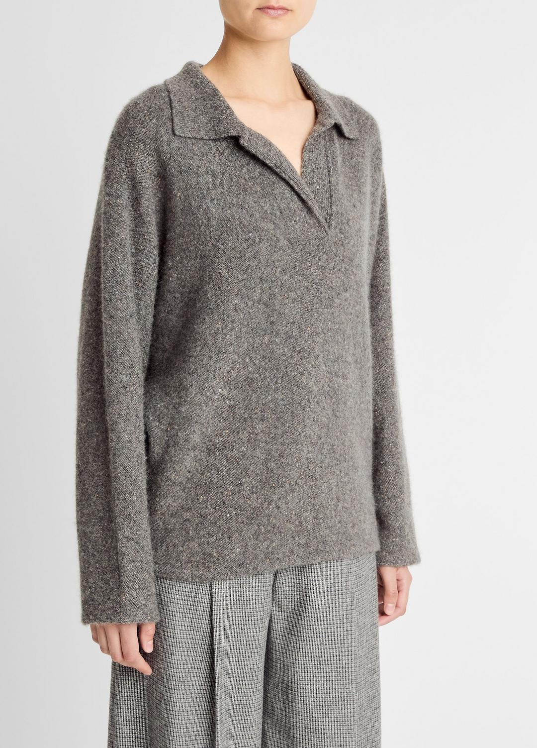 VINCE Women Donegal Plush Cashmere Dolman-Sleeve Polo Sweater in Cashmere