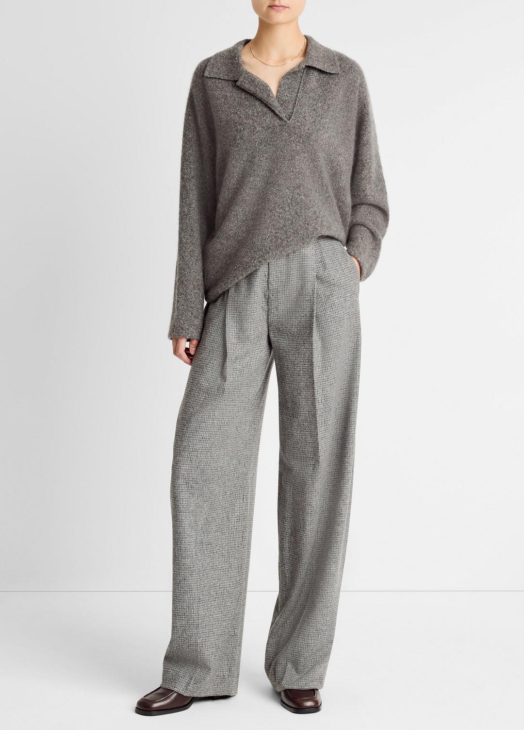 VINCE Women Donegal Plush Cashmere Dolman-Sleeve Polo Sweater in Cashmere