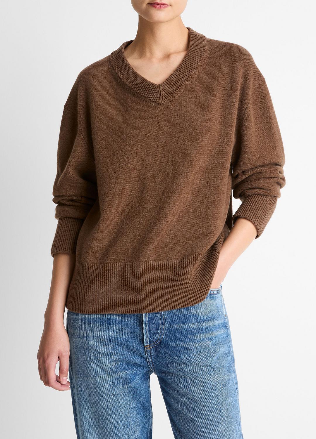 VINCE Women Wool-Cashmere V-Neck Sweater in V-Neck