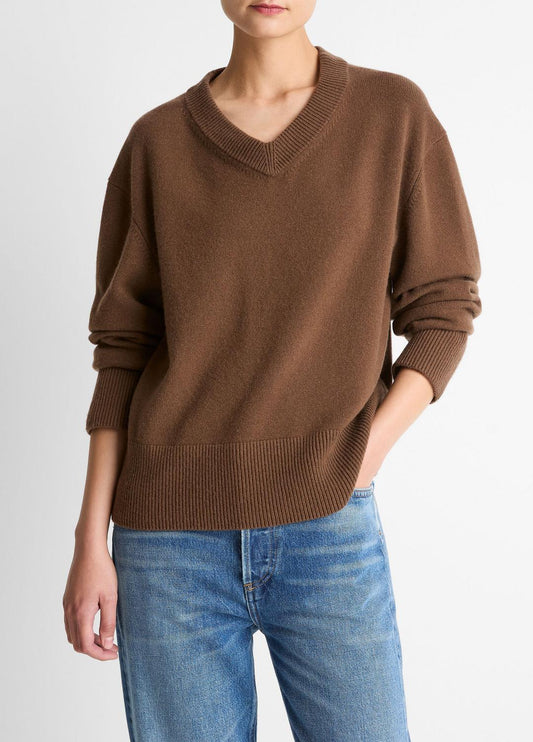 VINCE Women Wool-Cashmere V-Neck Sweater in V-Neck