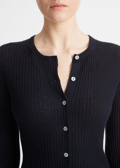 VINCE Women Ribbed Cashmere-Silk Cardigan in Cardigans