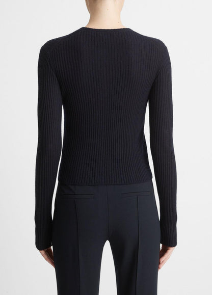 VINCE Women Ribbed Cashmere-Silk Cardigan in Cardigans