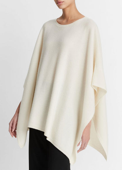 VINCE Women Reverse-Jersey Cashmere Boat-Neck Poncho in Sweaters