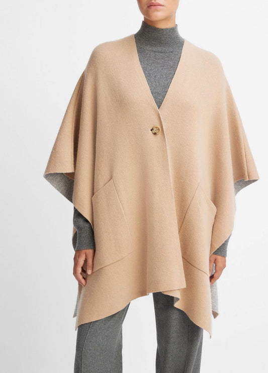 VINCE Women Wool and Cashmere Double-Face Cape in Sweaters