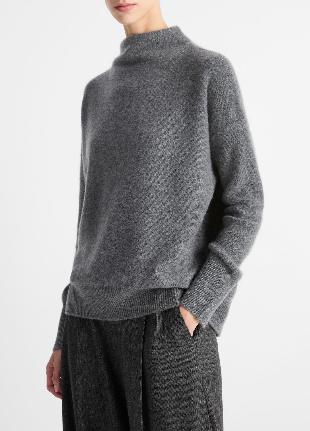 VINCE Women Plush Cashmere Funnel-Neck Sweater in Turtleneck