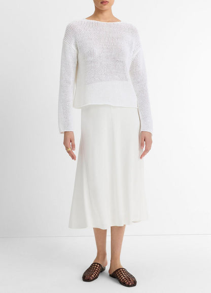 VINCE Women Italian Coated Cotton-Blend Sweater in Crew Neck