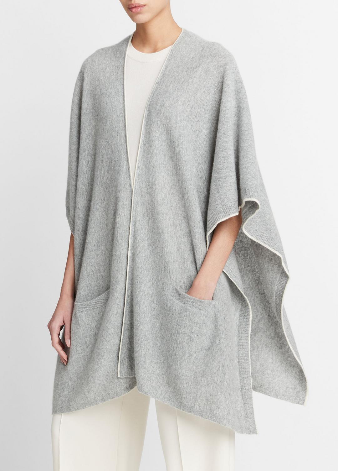 VINCE Women Tipped Jersey-Knit Cashmere Cape in Sweaters