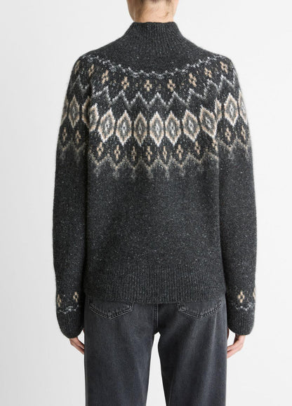 VINCE Women Fair Isle Donegal Cashmere Turtleneck Sweater in Turtleneck
