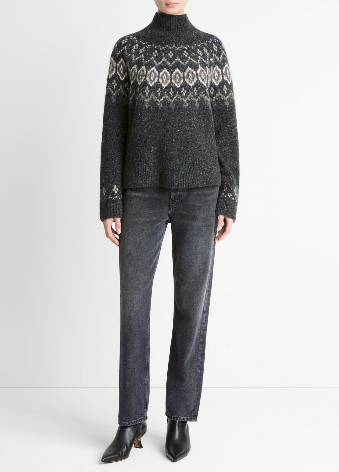 VINCE Women Fair Isle Donegal Cashmere Turtleneck Sweater in Turtleneck
