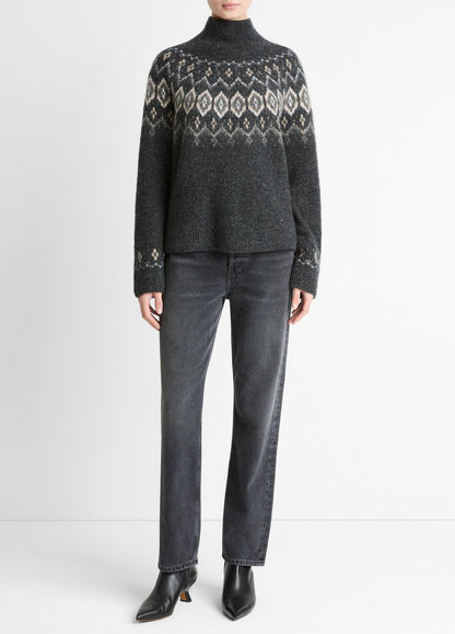 VINCE Women Fair Isle Donegal Cashmere Turtleneck Sweater in Turtleneck