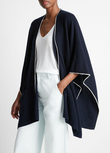 VINCE Women Tipped Jersey-Knit Cashmere Cape in Sweaters