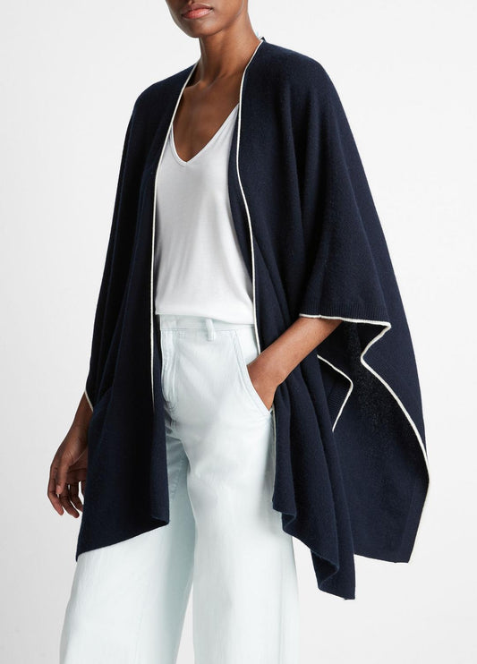 VINCE Women Tipped Jersey-Knit Cashmere Cape in Sweaters