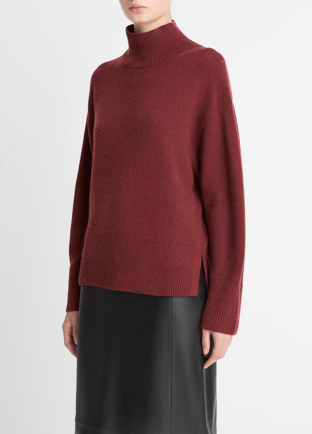 VINCE Women Wool-Cashmere Side-Slit Turtleneck Sweater in Turtleneck