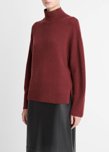 VINCE Women Wool-Cashmere Side-Slit Turtleneck Sweater in Turtleneck
