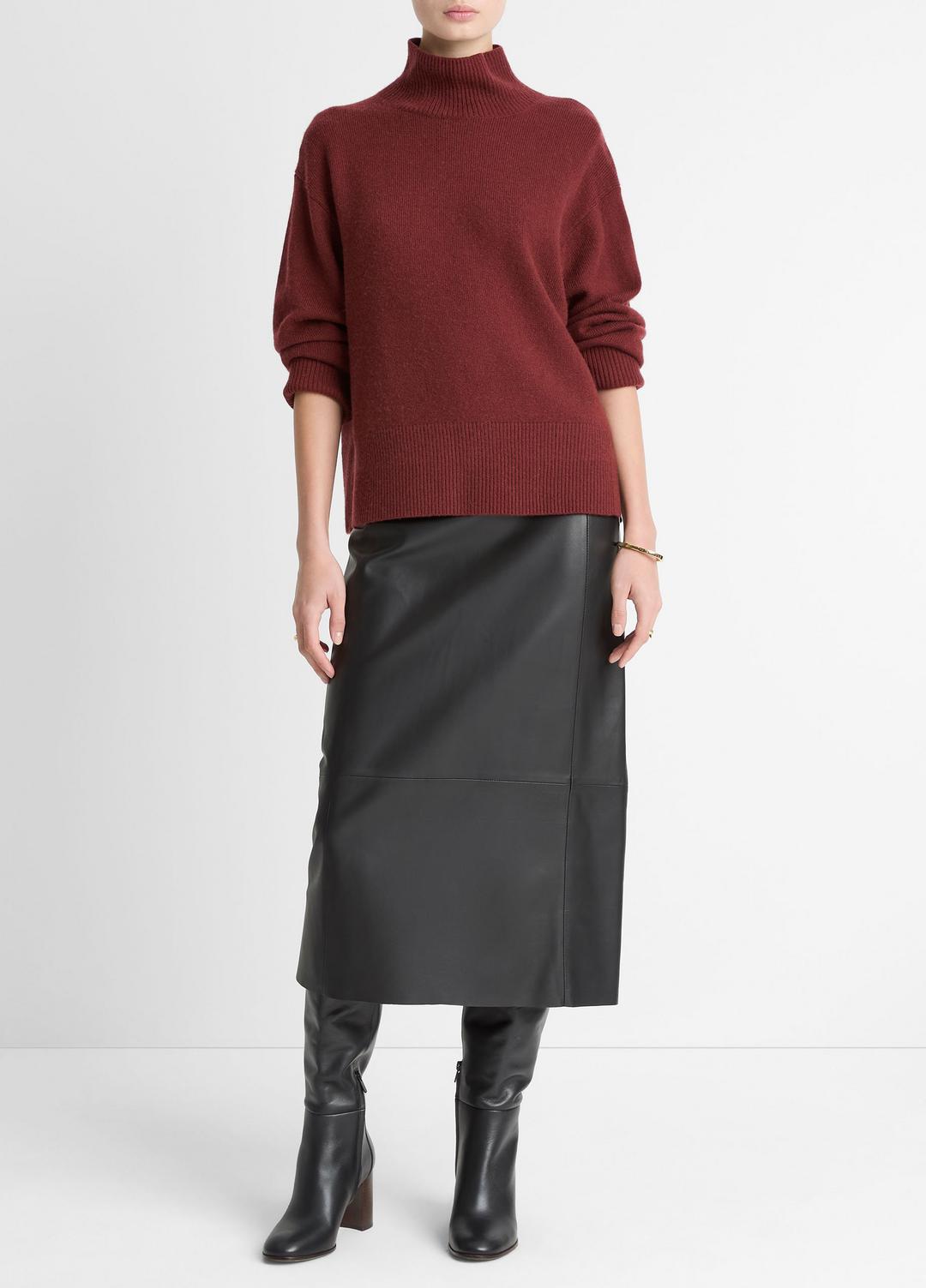 VINCE Women Wool-Cashmere Side-Slit Turtleneck Sweater in Turtleneck