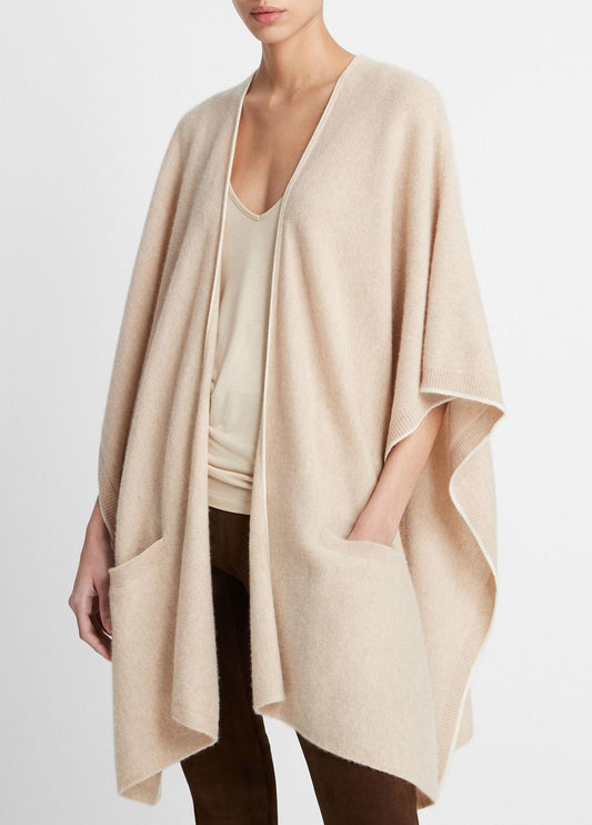 VINCE Women Tipped Jersey-Knit Cashmere Cape in Sweaters