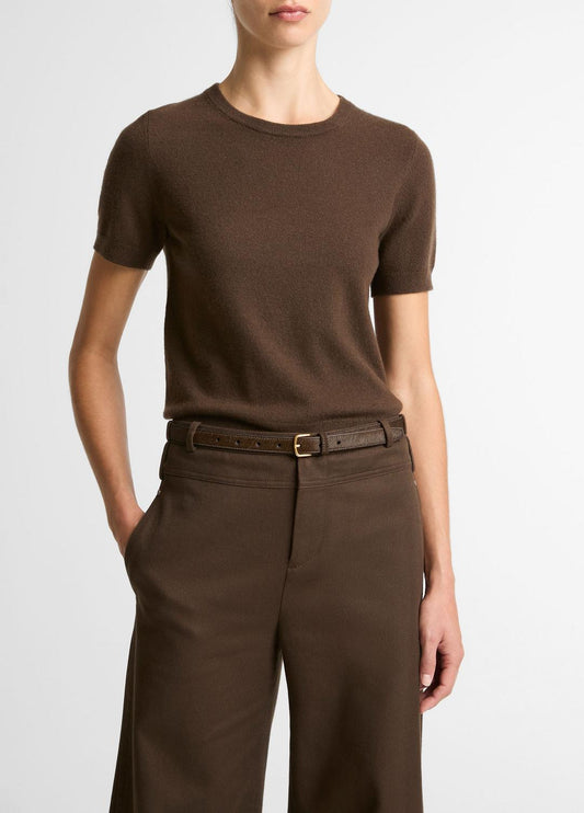 VINCE Women Wool & Cashmere-Blend Short-Sleeve Sweater in Crew Neck