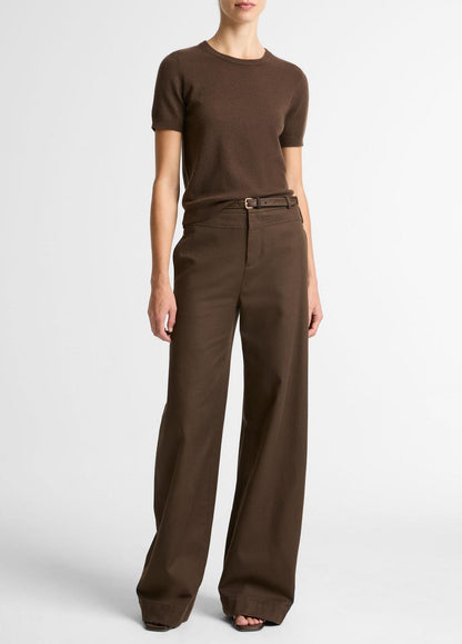 VINCE Women Wool & Cashmere-Blend Short-Sleeve Sweater in Crew Neck