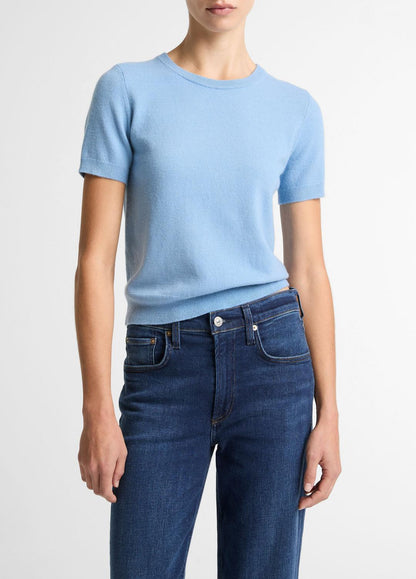 VINCE Women Wool & Cashmere-Blend Short-Sleeve Sweater in Crew Neck