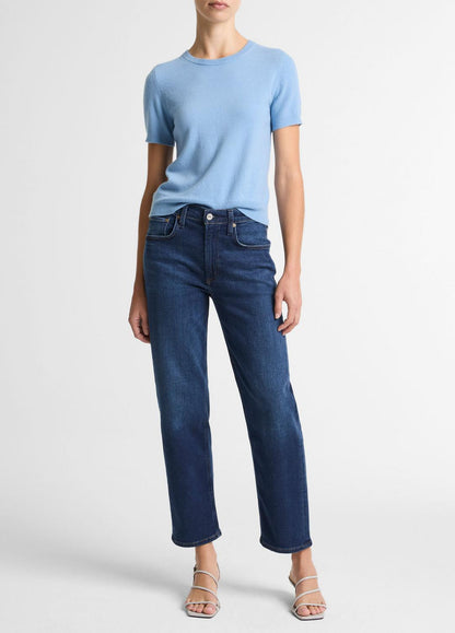 VINCE Women Wool & Cashmere-Blend Short-Sleeve Sweater in Crew Neck