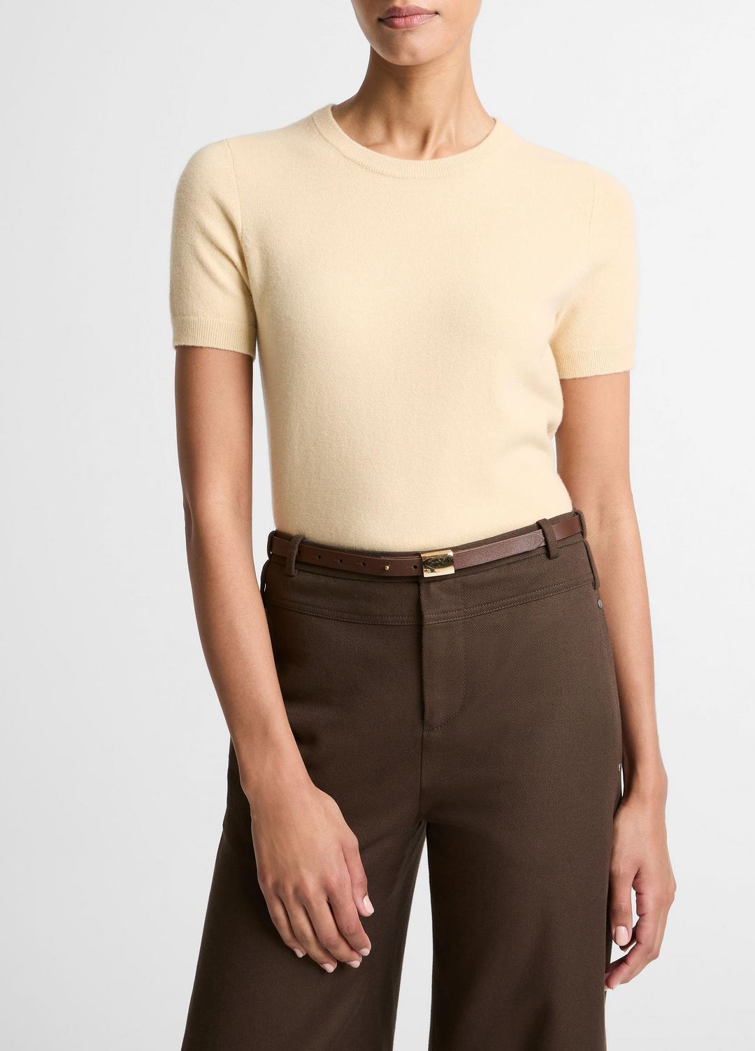 VINCE Women Wool & Cashmere-Blend Short-Sleeve Sweater in Crew Neck