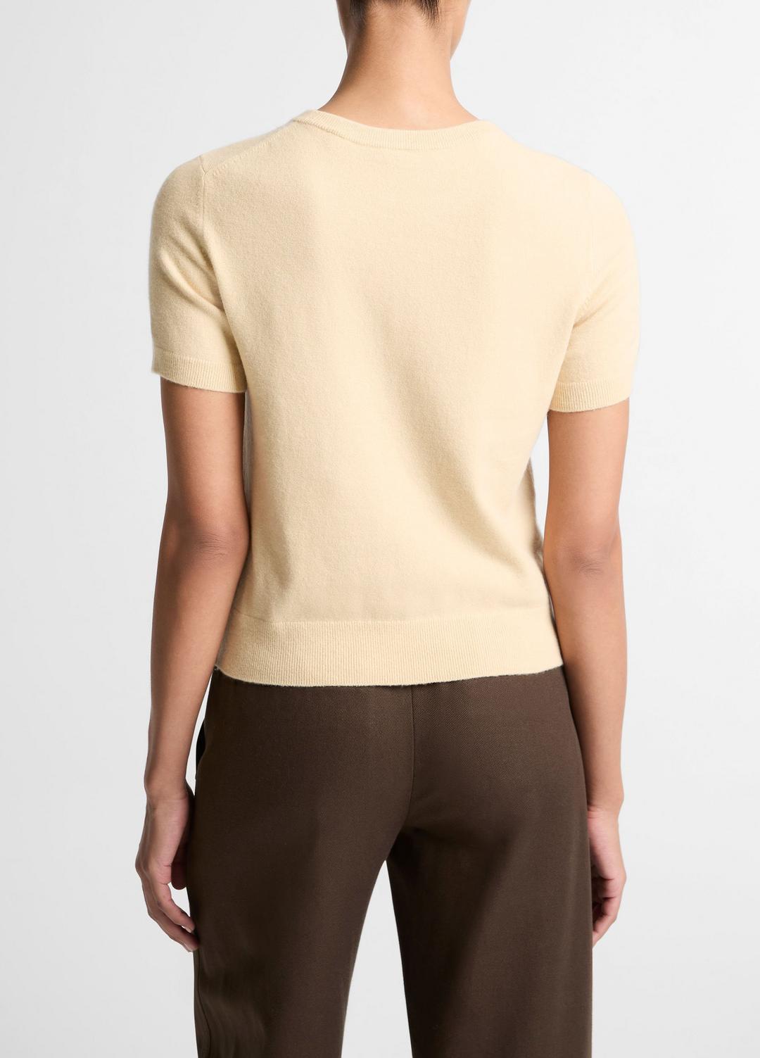 VINCE Women Wool & Cashmere-Blend Short-Sleeve Sweater in Crew Neck