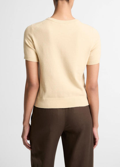 VINCE Women Wool & Cashmere-Blend Short-Sleeve Sweater in Crew Neck