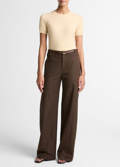 VINCE Women Wool & Cashmere-Blend Short-Sleeve Sweater in Crew Neck