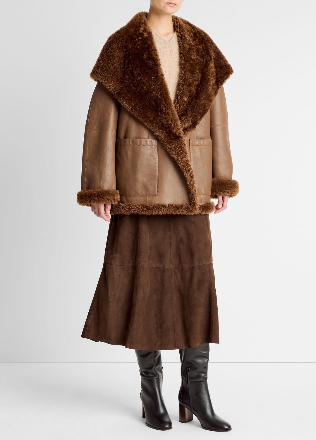 VINCE Women Shearling Hooded Jacket in Jackets