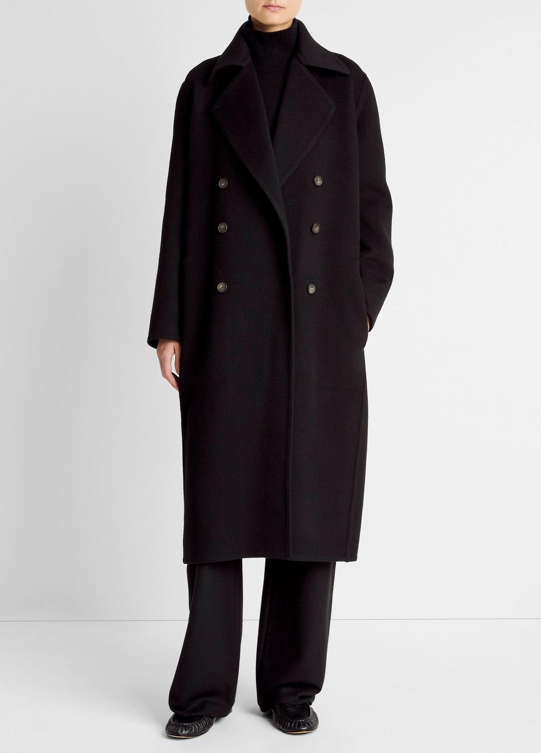 VINCE Women Wool-Blend Double-Breasted Long Coat in Coats