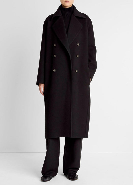 VINCE Women Wool-Blend Double-Breasted Long Coat in Coats