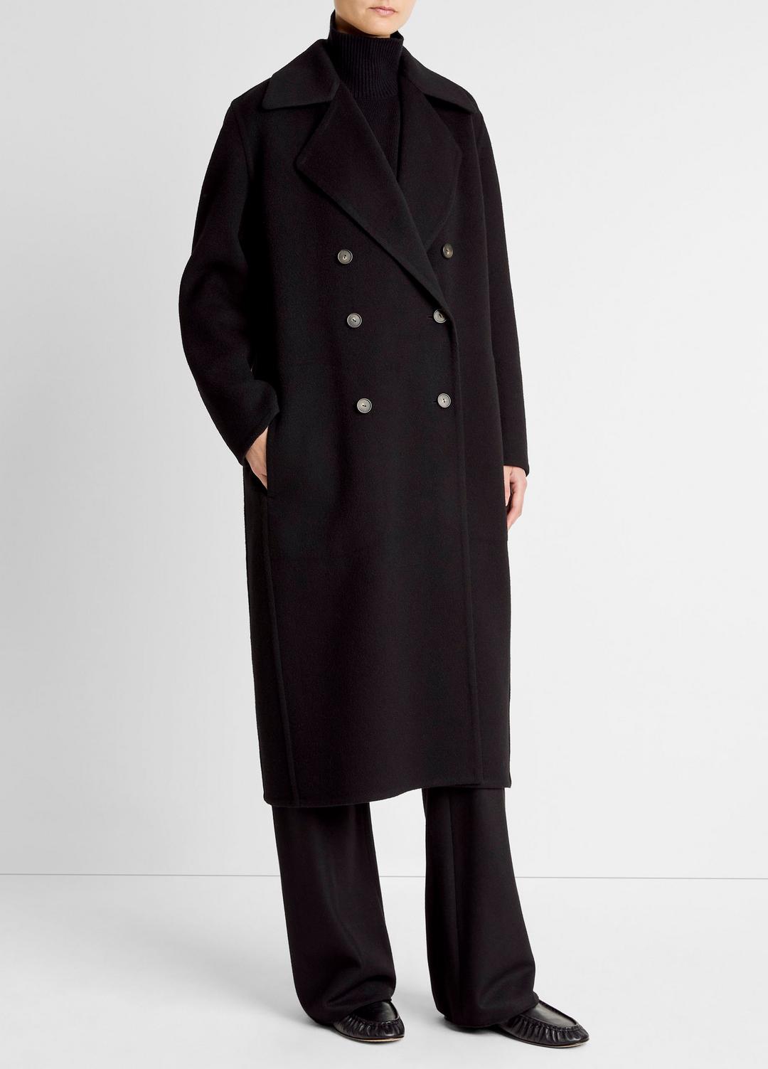 VINCE Women Wool-Blend Double-Breasted Long Coat in Coats
