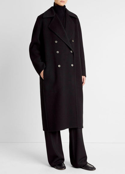 VINCE Women Wool-Blend Double-Breasted Long Coat in Coats