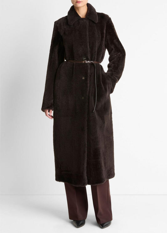 VINCE Women Shearling Long Coat in Coats