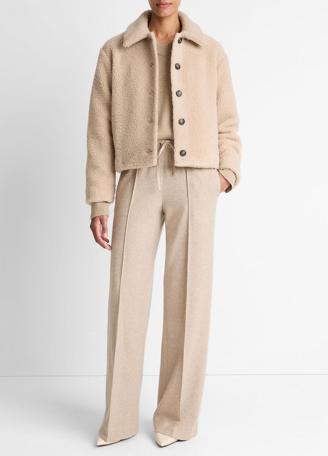 VINCE Women Collared Sherpa Jacket in Jackets