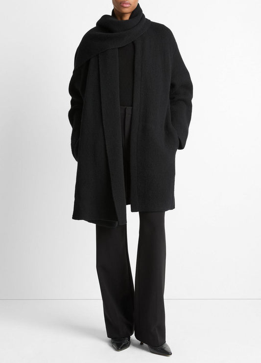 VINCE Women Draped-Scarf Wool-Blend Car Coat in Coats