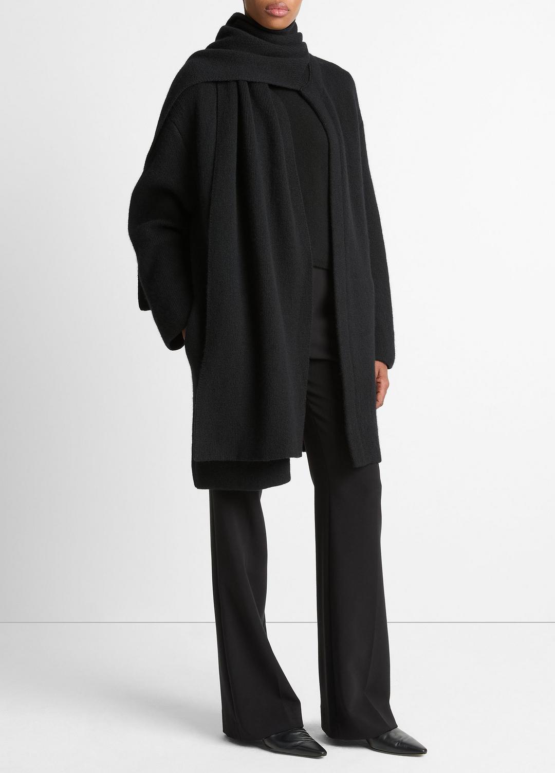 VINCE Women Draped-Scarf Wool-Blend Car Coat in Coats