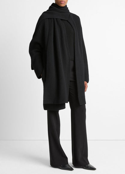 VINCE Women Draped-Scarf Wool-Blend Car Coat in Coats