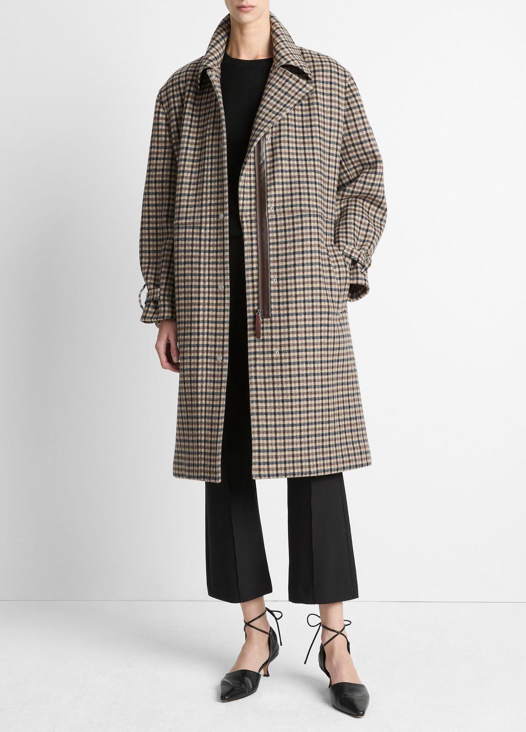 VINCE Women Plaid Car Coat in Coats