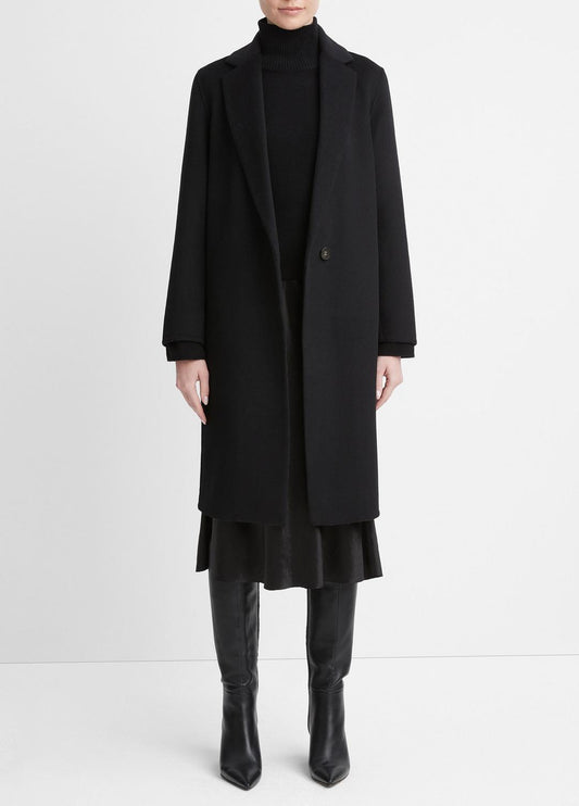 VINCE Women Classic Wool-Blend Straight Coat in Coats