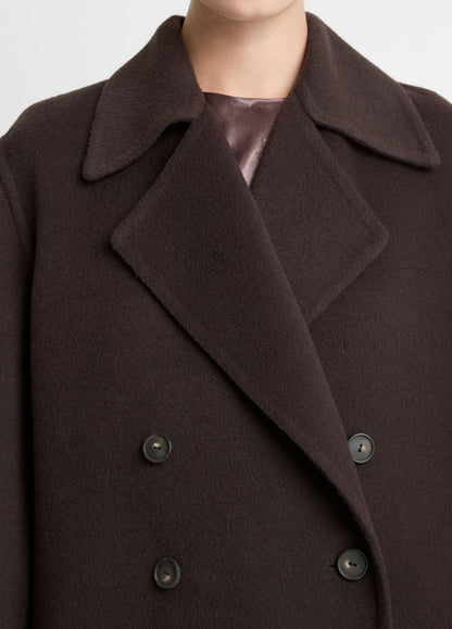 VINCE Women Wool-Blend Double-Breasted Long Coat in Coats