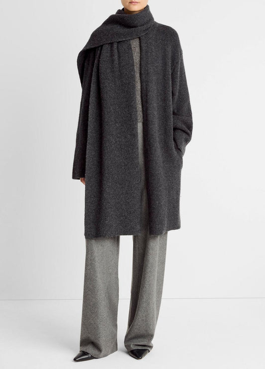 VINCE Women Draped-Scarf Wool-Blend Car Coat in Coats