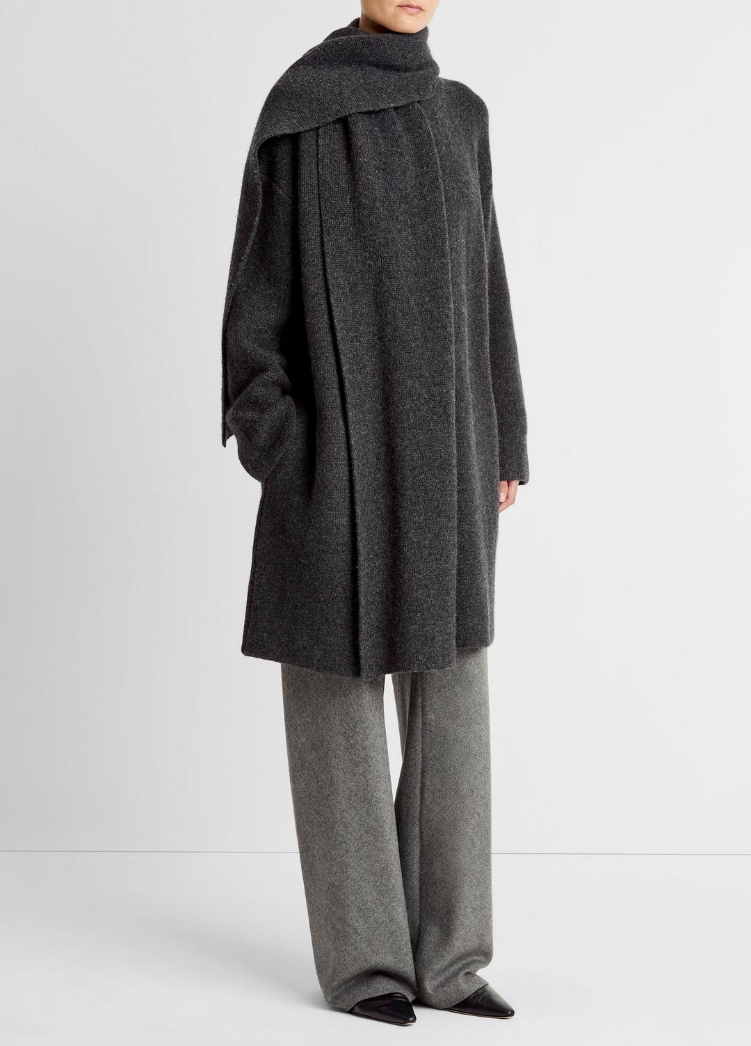 VINCE Women Draped-Scarf Wool-Blend Car Coat in Coats
