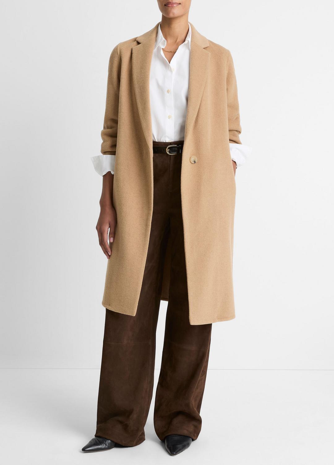 VINCE Women Classic Wool-Blend Straight Coat in Coats