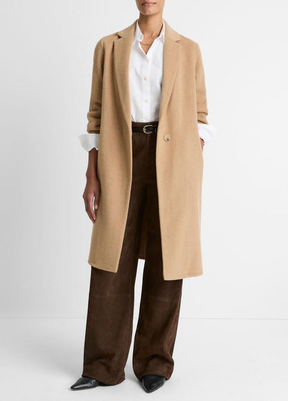 VINCE Women Classic Wool-Blend Straight Coat in Coats